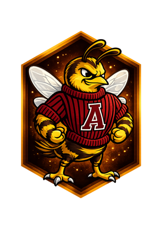 Antigo Buzz mascot — a bee wearing a maroon jersey